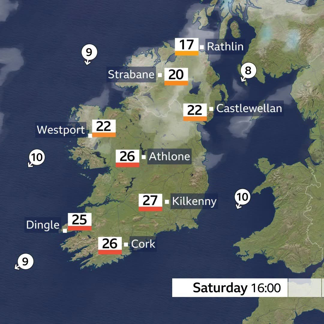 barrabest's tweet photo. And the heat goes on. Highest temperatures swing west from Sunday as a more easterly wind settles in, cooling the east coast as a result. https://t.co/9XJyGzgOVe