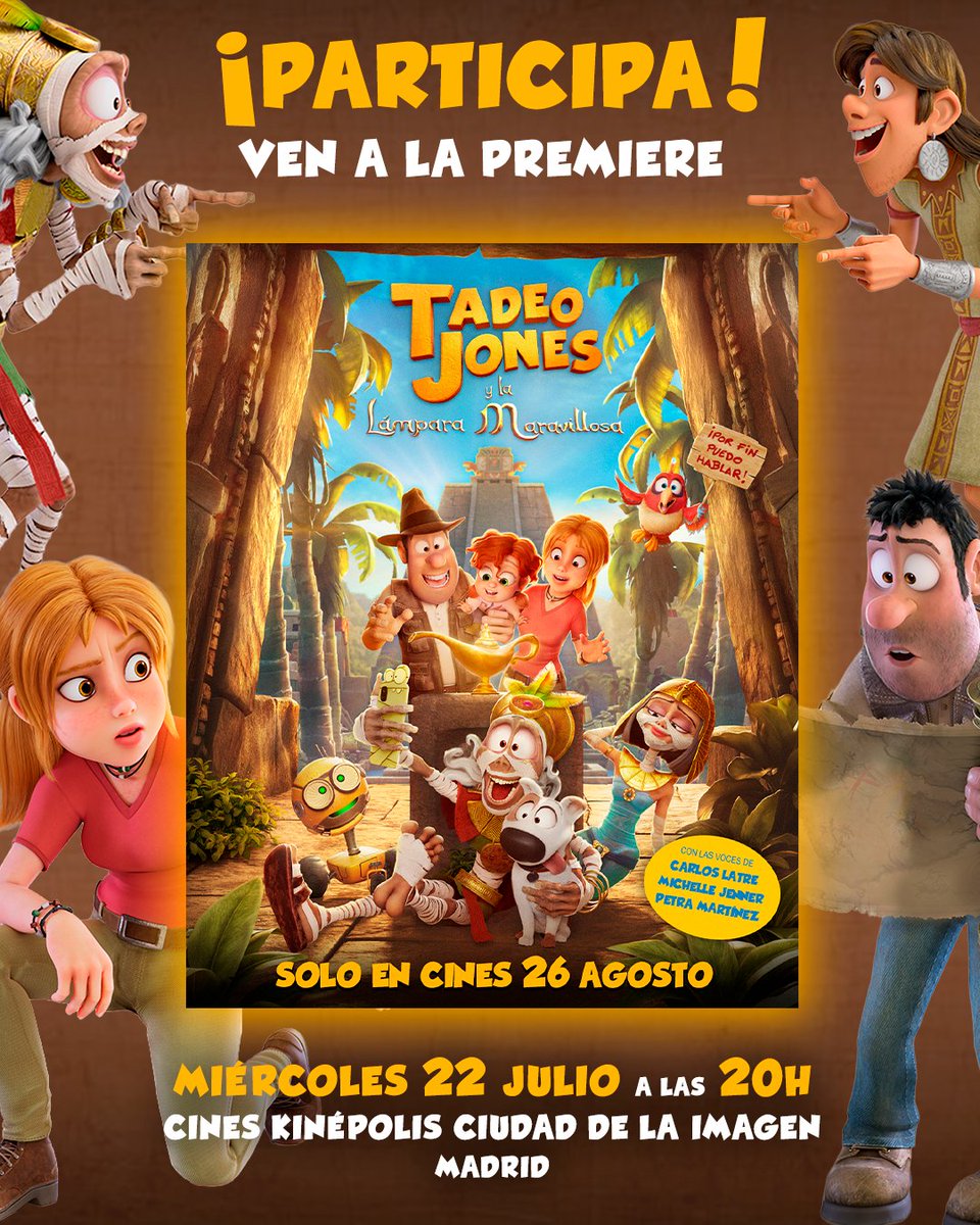 paramount_spain's tweet photo. ¿Quieres ganar una entrada cuádruple para la premiere de #TadeoJonesYLaLámparaMaravillosa? ¡PARTICIPA!

✔️ Sigue a @paramount_spain
💛 Dale like a este post
💬 Menciona en comentarios a tu acompañante ideal

¡Puedes participar hasta el 15 de julio, te deseamos mucha suerte! 🍀 Consulta las BBLL aquí ->  https://t.co/c6VaEiK4CK