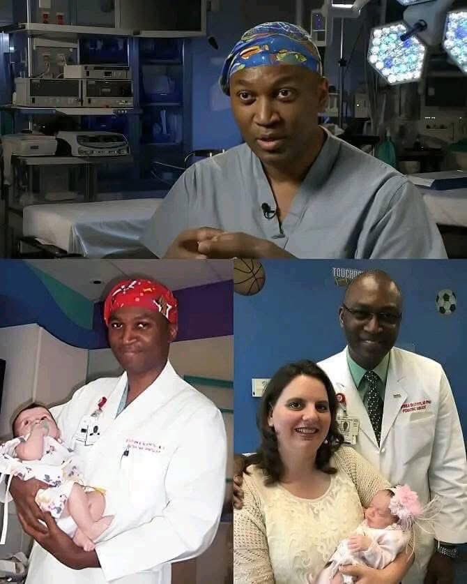 freakoutsideofx's tweet photo. This is Dr. Oluyinka Olutoye, the Black pediatric surgeon who delivered this baby twice once at 23 weeks to remove a tumor, and again at 36 weeks to save her life🖤💪 https://t.co/3q1TsJKSCQ