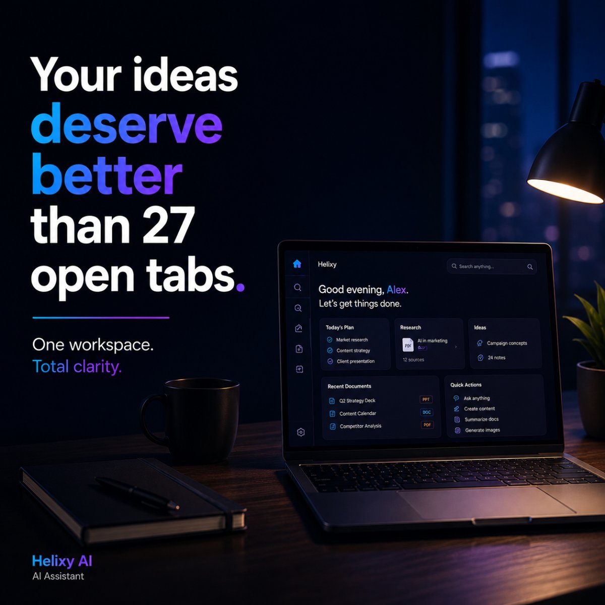 cognimatesai's tweet photo. Your ideas deserve better than 27 open tabs.

Less switching.
More thinking.
One AI workspace.

📩 contact@allcognix.com

#HelixyAI #AIAssistant #AllCognix #CogniMates #AI #Productivity #FutureOfWork https://t.co/NkoYKQYq3R