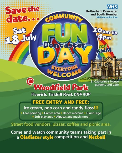 StJohnsHospice1's tweet photo. ๐ We're delighted to be joining the #RDaSH Community Fun Day!
๐
18 July | ๐ 10amโ4pm
๐ Woodfield Park, Balby
Come and say hello to the St John's Hospice team ๐ Learn more about our specialist care and how you can support your local hospice. https://t.co/ODt2yHtnf3