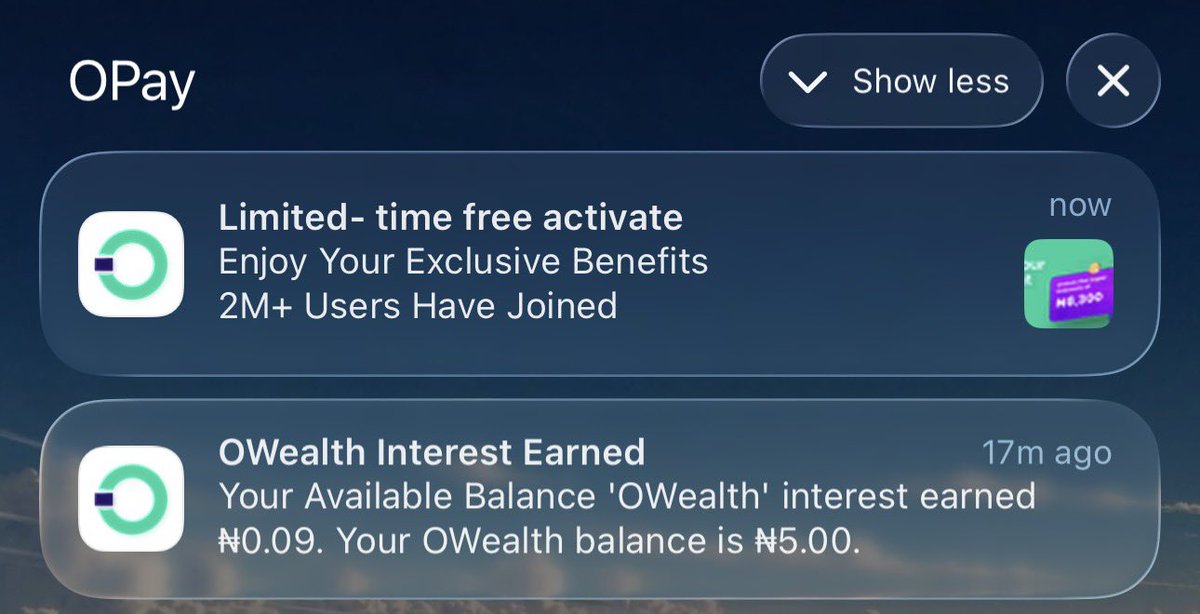 supremegoonr's tweet photo. See wetin OPay dey do me 👏 https://t.co/0Q2RbgsUYG