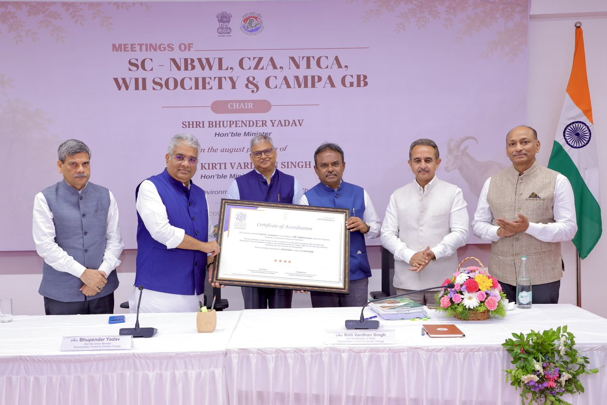 byadavbjp's tweet photo. Presented the NSCSTI Accreditation Certificate to Shri V. Thirunavukarasu, IFS, principal, @casfoscbe.

This is a proud and significant moment for the Central Academy for State Forest Service, Coimbatore.

The National Standards for Civil Service Training Institutions developed by the Capacity Building Commission to assess and strengthen the quality and capacity of Civil Service Training institutions in the country evaluated the institution across 8 key pillars and 43 metrics covering the entire training ecosystem—from training needs assessment and course design to faculty development, resource planning, digital learning, knowledge creation, evaluation, continuous improvement, data systems and institutional governance. 

Based on this comprehensive evaluation, the NSCSTI framework of the Capacity Building Commission, Government of India has accredited CASFOS, Coimbatore, 4-Star Accreditation and has been categorized as Ati Utkrisht/Excellent, placing it among the very few Civil Service Training Institutions currently accredited at the 4-Star level in the country. 
The two days spent on the campus have been remarkable and memorable for me, along with being a great learning experience.