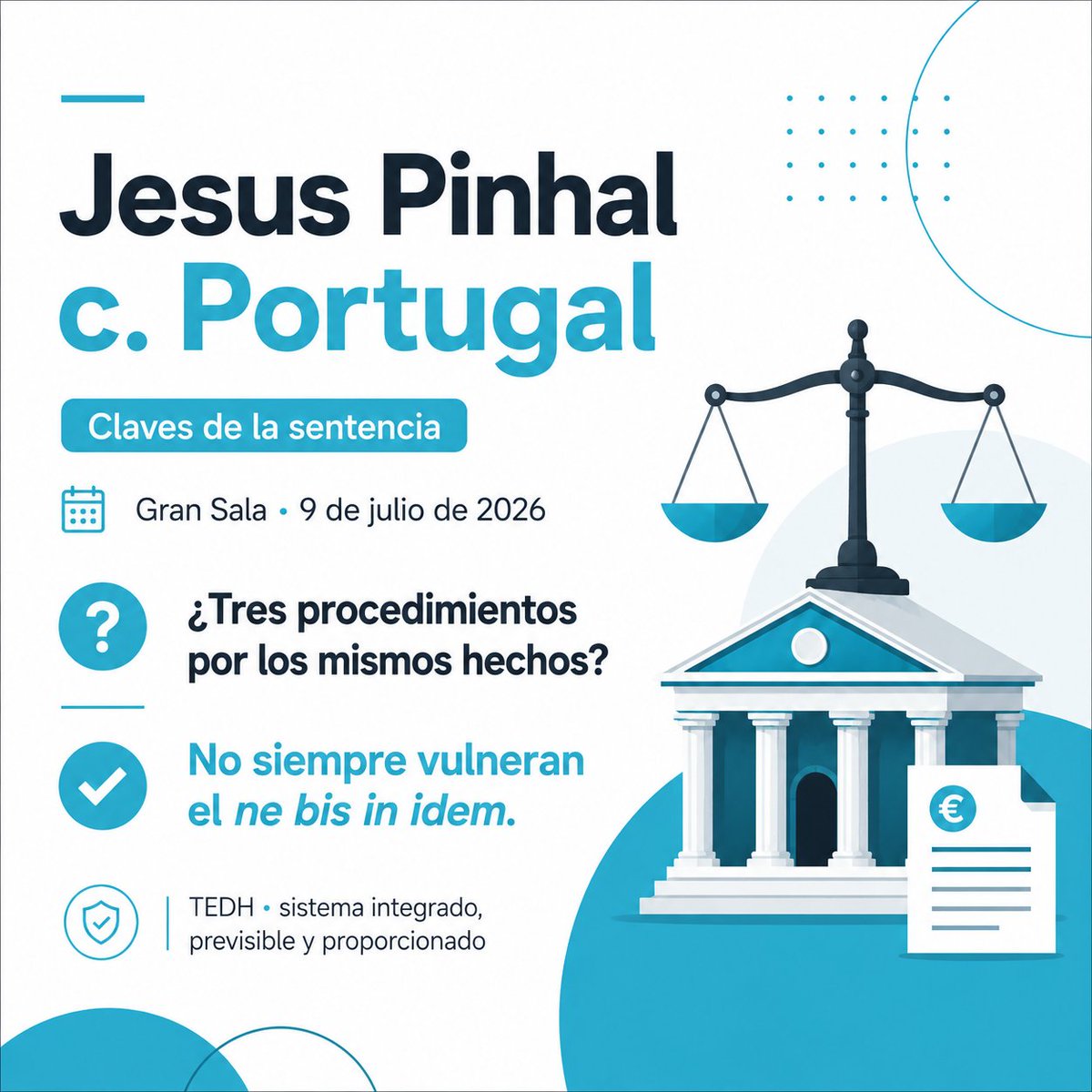 DDHHAbogados's tweet photo. ¿Tres procedimientos por los mismos hechos vulneran siempre el principio ne bis in idem?La Gran Sala del TEDH ha concluido que no, siempre que formen parte de un sistema integrado, coordinado, previsible y proporcionado. #TEDH #DerechosHumanos #NeBisInIdem #JusticiaEuropea https://t.co/ayFqtiJSLN