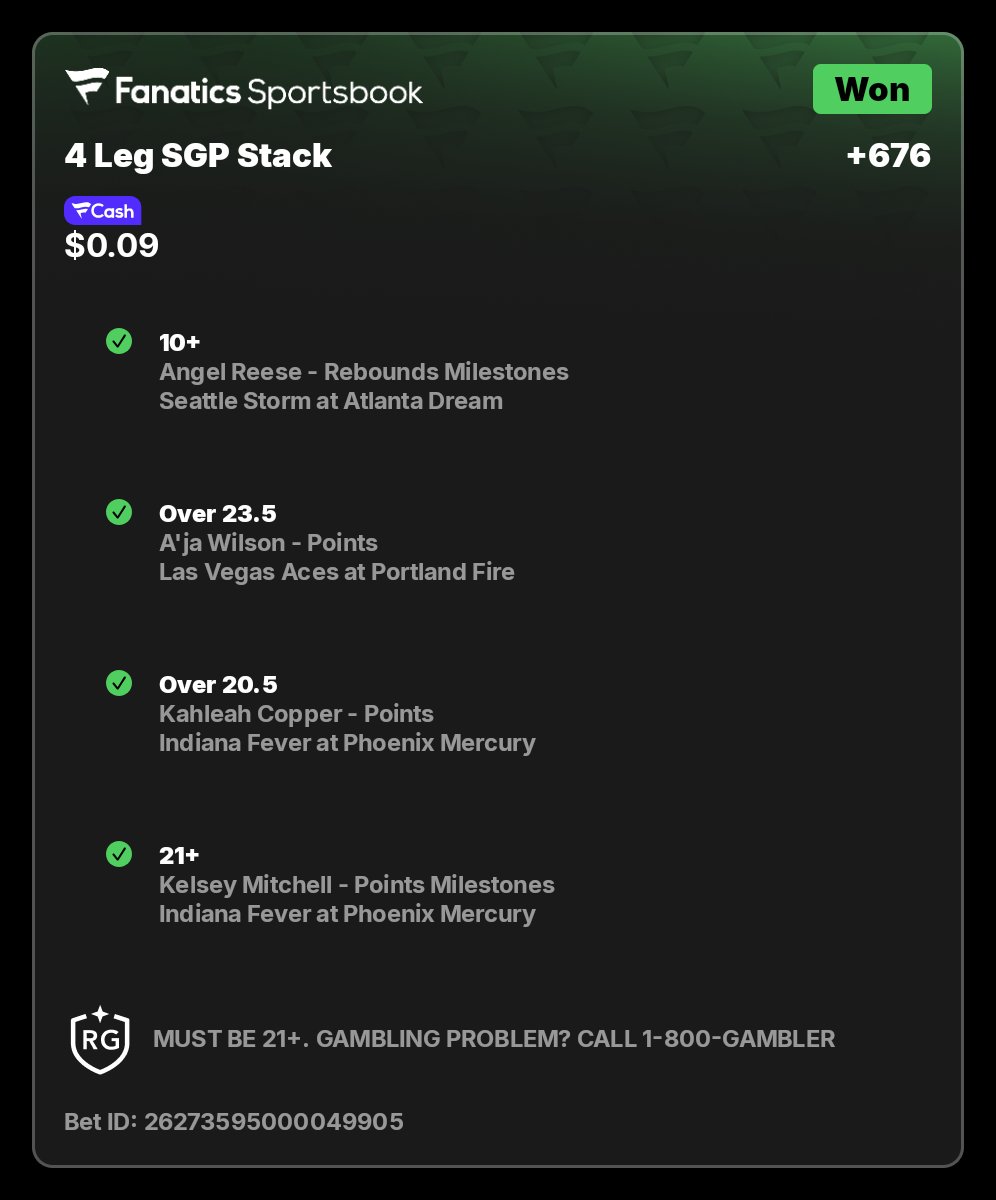 5starbuzzin's tweet photo. 1st time using the wnba feature on https://t.co/t9ECH9UVka and got a nice green with the top 3 @POTDJay https://t.co/lYtjodVlTe