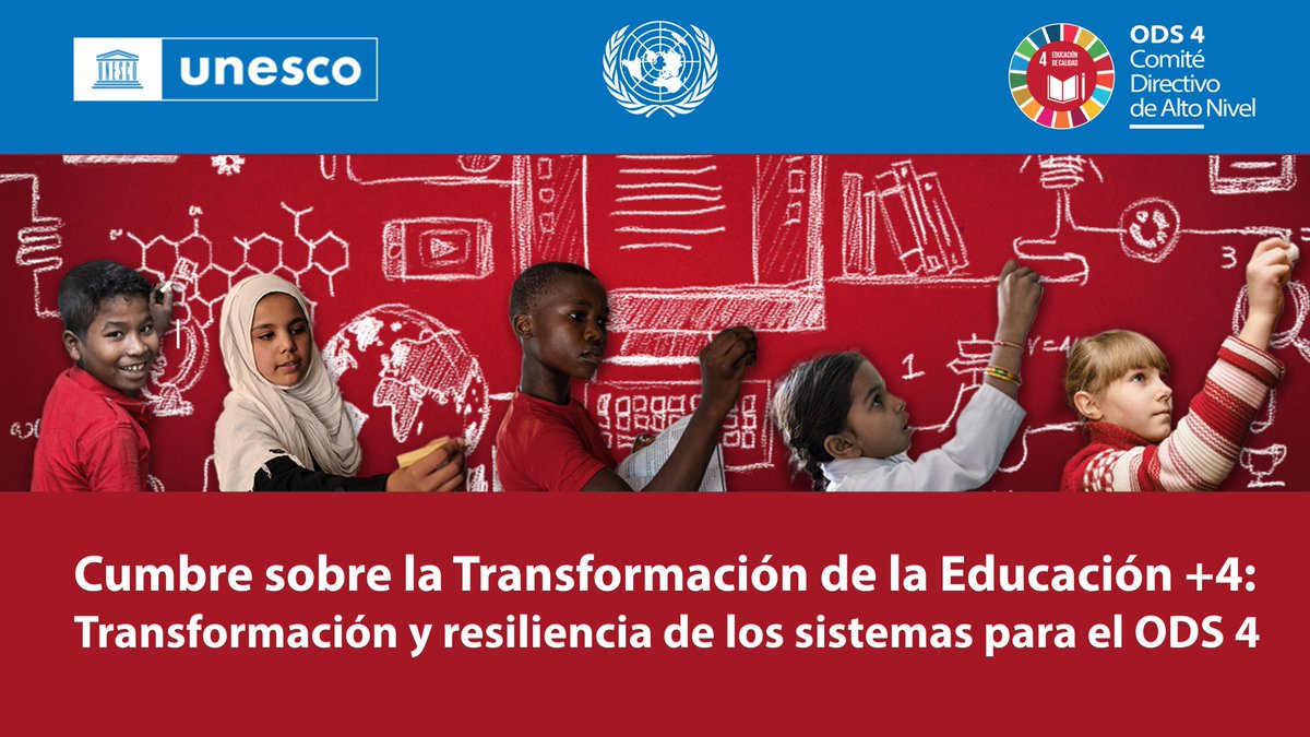 UNESCO_es's tweet photo. 🔴 Sigue EN DIRECTO: la Cumbre sobre la Transformación de la Educación +4

Los avances hacia el #ODS4 siguen siendo insuficientes: 273 millones de niños, niñas y jóvenes continúan sin acceso a la educación.

Hoy, en la sede de la UNESCO, líderes, ministros, jóvenes y agentes de cambio se reúnen para acelerar los esfuerzos en favor de una educación de calidad para todas las personas.

https://t.co/aXeuCYZXqh