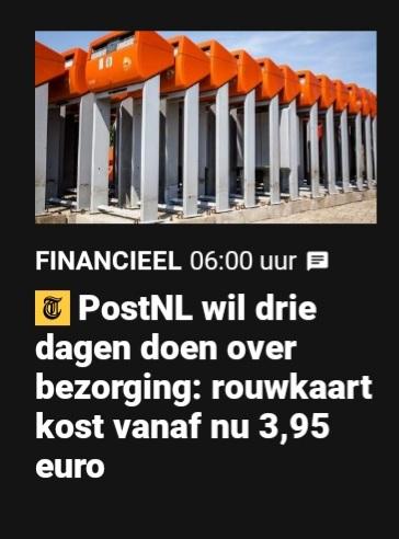 RoelofBouwman's tweet photo. Eigenlijk wil PostNL dat iedereen zelf z'n post gaat rondbrengen en dat we PostNL daarvoor gaan betalen. https://t.co/sTpyqFofQ5
