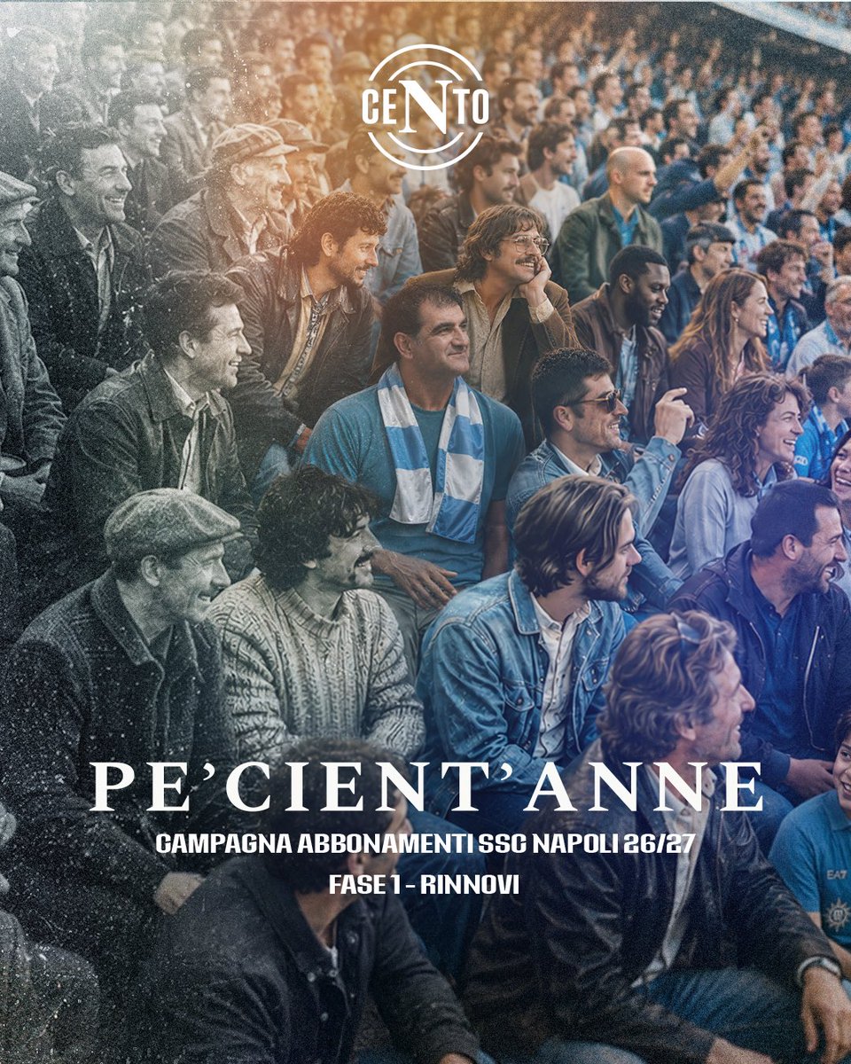 sscnapoli's tweet photo. 👉  Parte la Campagna abbonamenti 2026/27
🏟️ Al via Fase 1 riservata agli abbonati 25/26
💙 Vi aspettiamo per vivere una nuova stagione insieme!

🎟️ Rinnova il tuo abbonamento a partire da 12,50€ a partita 👉 https://t.co/JAsKjhktrx https://t.co/c0RgYPAnVK
