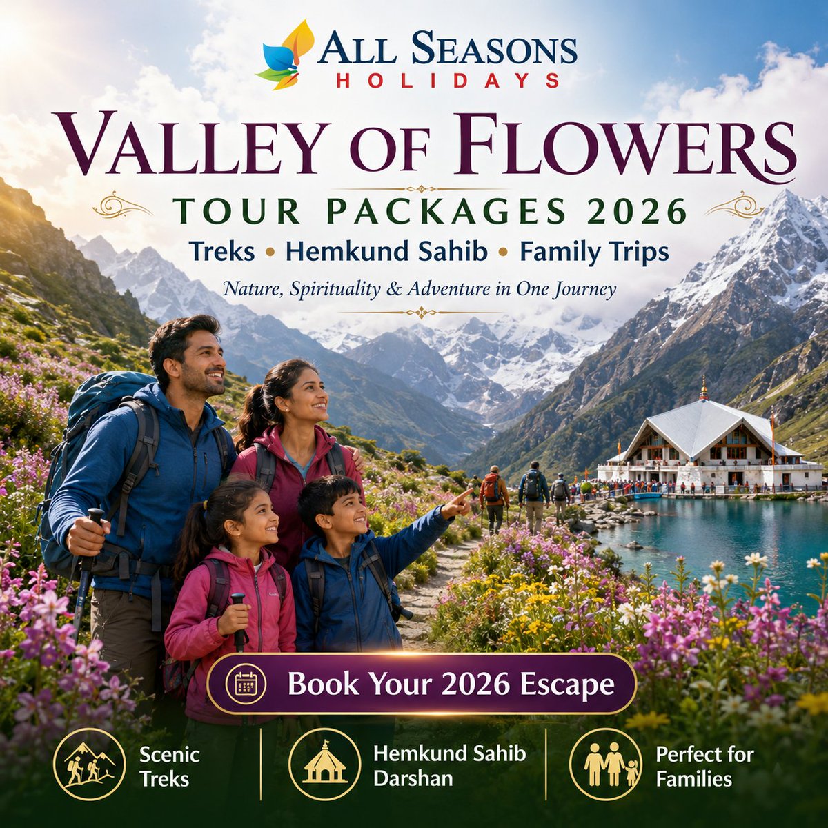 Allseasonsz's tweet photo. Explore Valley of Flowers 2026 🌸
Treks, Hemkund Sahib &amp; family trips.
Book now: https://t.co/NgrL6dLFFe

#ValleyOfFlowers #HemkundSahib #Uttarakhand https://t.co/UC2V53G8VU