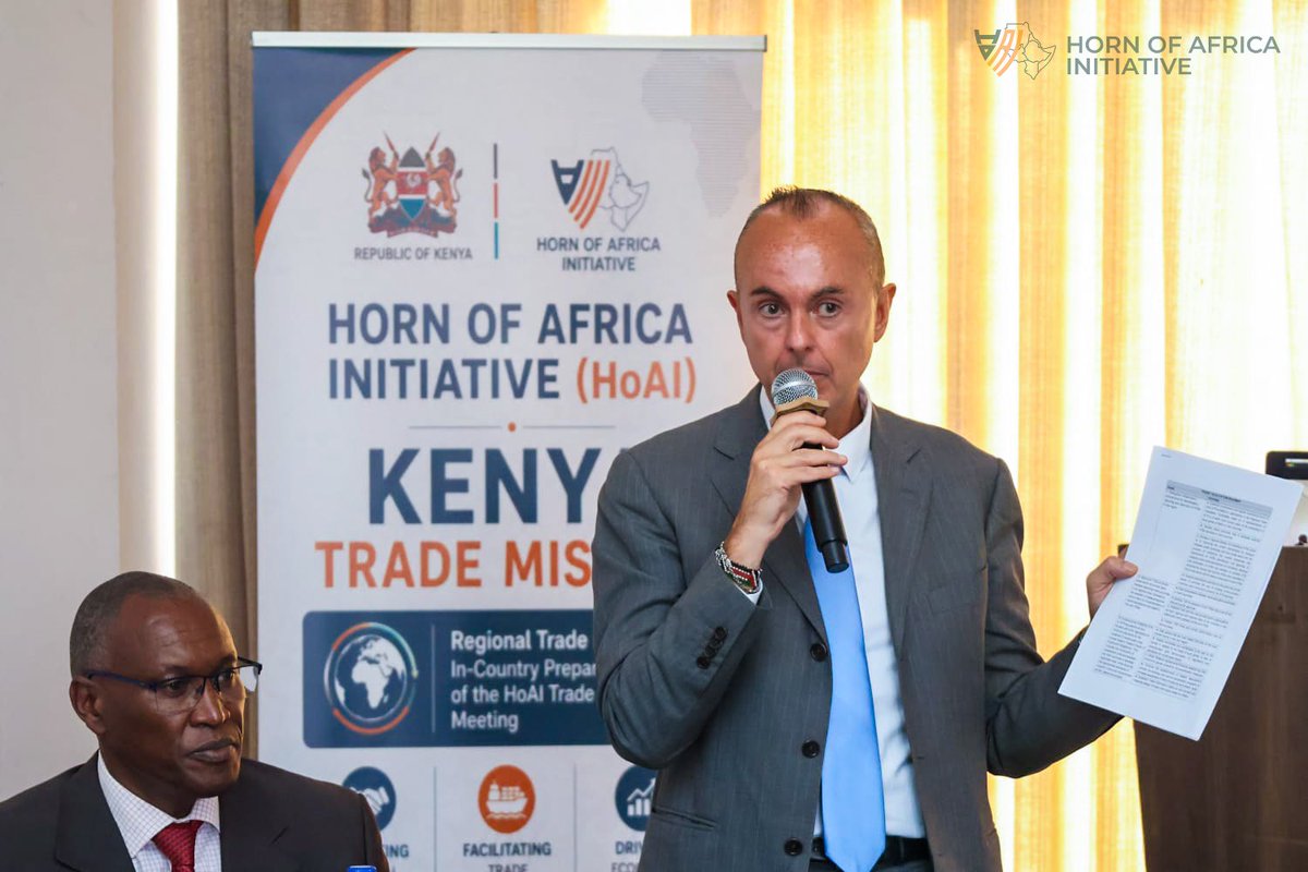 hoainitiative's tweet photo. Kenya National Trade Consultation Marks Final In-Country Mission Ahead of Regional Validation

The Horn of Africa Initiative (HoAI) successfully convened the Kenya National Trade Consultation, the final in-country trade mission in a series of national consultations conducted across Somalia, Djibouti, Ethiopia, South Sudan, and Kenya in preparation for the upcoming HoAI Trade Ministers' Meeting scheduled for September in Addis Ababa.

The consultation was officially opened through virtual remarks delivered on behalf of the Chair of the Horn of Africa Initiative, H.E. @BihiEgeh, Minister of Finance of the Federal Republic of Somalia, by the Head of Secretariat Mr. @LibanObsiye reaffirming the collective commitment of HoAI member countries to advancing regional trade facilitation and economic integration.

The mission brought together representatives from government institutions and representatives from the private sector to identify priority actions for strengthening the region's trade facilitation agenda. Discussions focused on enhancing policy and regulatory cooperation, reducing barriers to trade, and improving regional connectivity to support increased intra regional trade.

The outcomes of the national consultations will be consolidated during the forthcoming Regional Validation Workshop before being presented to the HoAI Trade Ministers for consideration and adoption in Addis Ababa.

The HoAI Secretariat expresses its appreciation to the Governments of HoAI countries, the national technical teams, Development Partners, and all stakeholders for their valuable contributions. Special appreciation is extended to Germany for its technical leadership and continued support throughout the consultation process.

Together, HoAI member countries continue to advance practical solutions that promote regional integration, facilitate trade, and foster sustainable economic growth across the Horn of Africa.

@MoF_Somalia @KeTreasury @MoFP_SSD @MoF_Ethiopia @mefidjibouti @worldbankgroup
@AfDB_Group @EU_Commission @BMZ_Bund
@FCDOGovUK @FreddiFritz