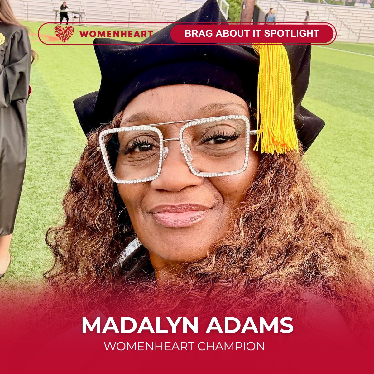 WomenHeartOrg's tweet photo. WomenHeart Champion Madalyn Adams successfully defended her dissertation and earned her doctorate, an incredible achievement.
We’re proud to celebrate this milestone and welcome her back to Championing!
#BragAboutIt #WomenHeartChampion https://t.co/cZgLfD5mCg