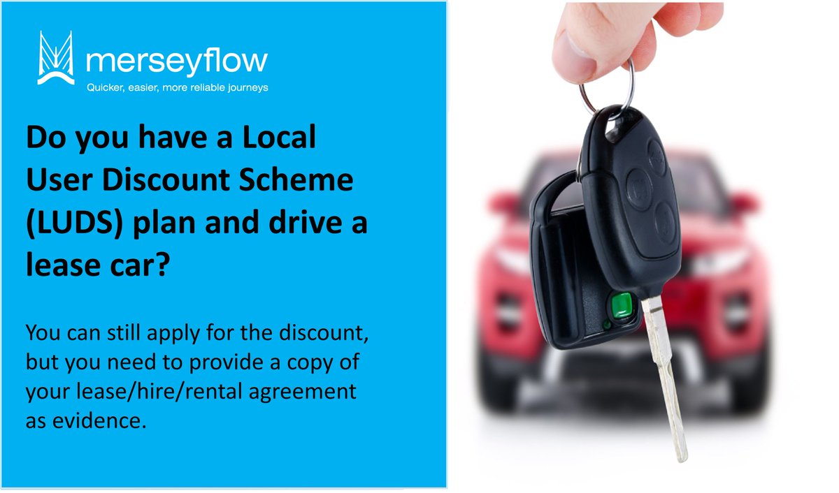 merseyflow's tweet photo. Do you have a LUDS plan and drive a lease car? You can still apply for a discount but need to provide a copy of your lease/hire/rental agreement. This docs must show name, address, registration &amp; include the start &amp; end dates to confirm when the vehicle is in your possession.👍 https://t.co/vq72fp8Gga