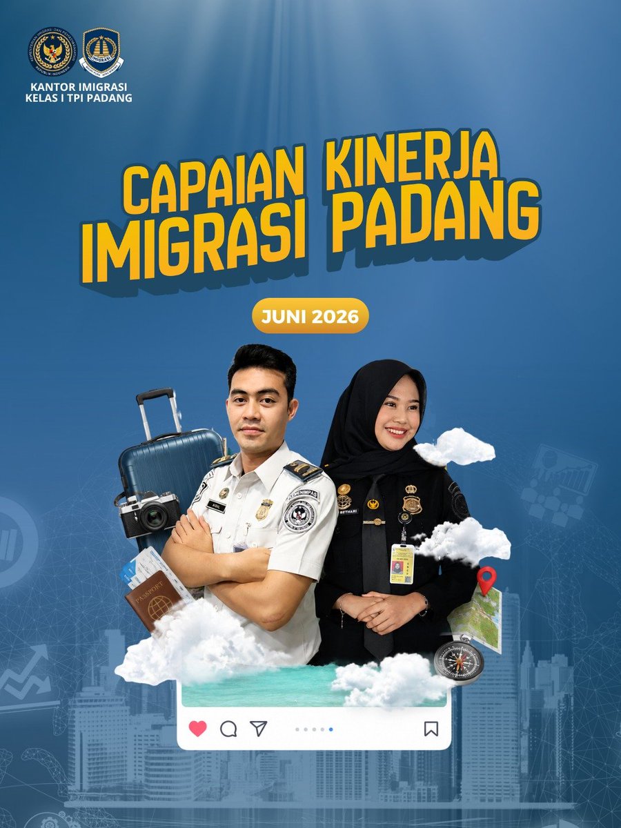 imipadang's tweet photo. Hai Sahabat Mido

Berikut Capaian Kinerja Kantor Imigrasi Kelas I TPI Padang Bulan Juni 2026.
Terima kasih atas kepercayaan yang terus diberikan kepada kami. Dukungan dan partisipasi masyarakat menjadi semangat bagi kami untuk terus berinovasi dan meningkatkan kualitas layanan. https://t.co/9bXoApO7R7