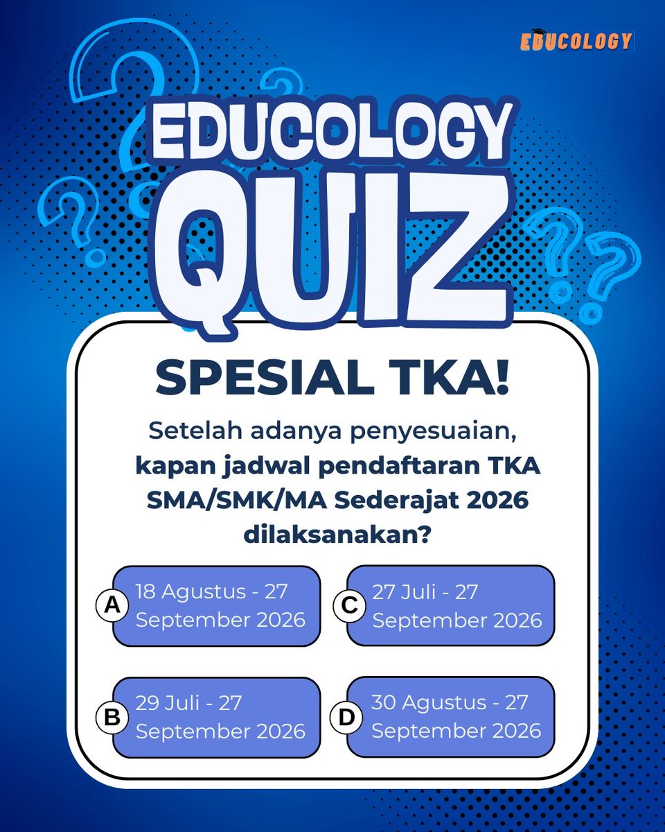 educology_id's tweet photo. EDUCOLOGY QUIZ HADIR LAGI 🥳🥳🥳

Yuk, cek rulesnya👇
1. Wajib follow seluruh sosmed Educology (Instagram, Twitter, Facebook, Tiktok)
2. Like, share, dan komen sebanyak-banyaknya pada postingan @educology_id (MinEdu akan pantau)

#infokuis #kuisberhadiah #giveaway #giveawayindo https://t.co/75gTo8hIZO