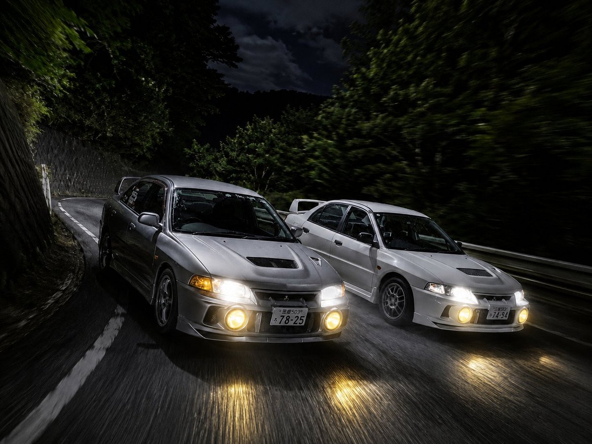 evo4hy's tweet photo. 今晩は🥵やっとこさ土日休みだ🤘
エボ画像夜新作＋リアレンジ😺
#ランエボ乗りと繋がろう2026年夏 https://t.co/OVLX0GF2QU