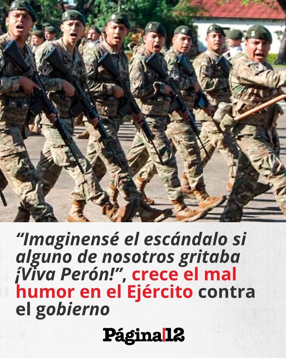 pagina12's tweet photo. El Ejército prohibió que los soldados se quejen del desmantelamiento de las fuerzas armadas en redes sociales https://t.co/N8hUBh4AvD https://t.co/o3mN7mYDAA