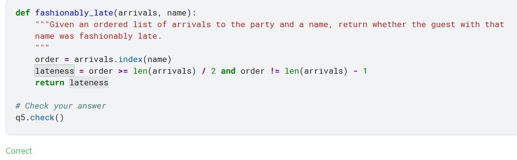 Merci_toni's tweet photo. Day 9 of learning data analytics 📊

Today: Python lists and tuples.

Covered indexing, slicing, changing lists, list functions and methods.

Wrote a function that checks if a guest is "fashionably late" — arrived 
after at least half the party guests, but not the very last one 😄

Earned another badge for consistency 😊

Python folks, here's one for you 👇
What differentiates a list from a tuple?

#DataAnalytics #LearningInPublic