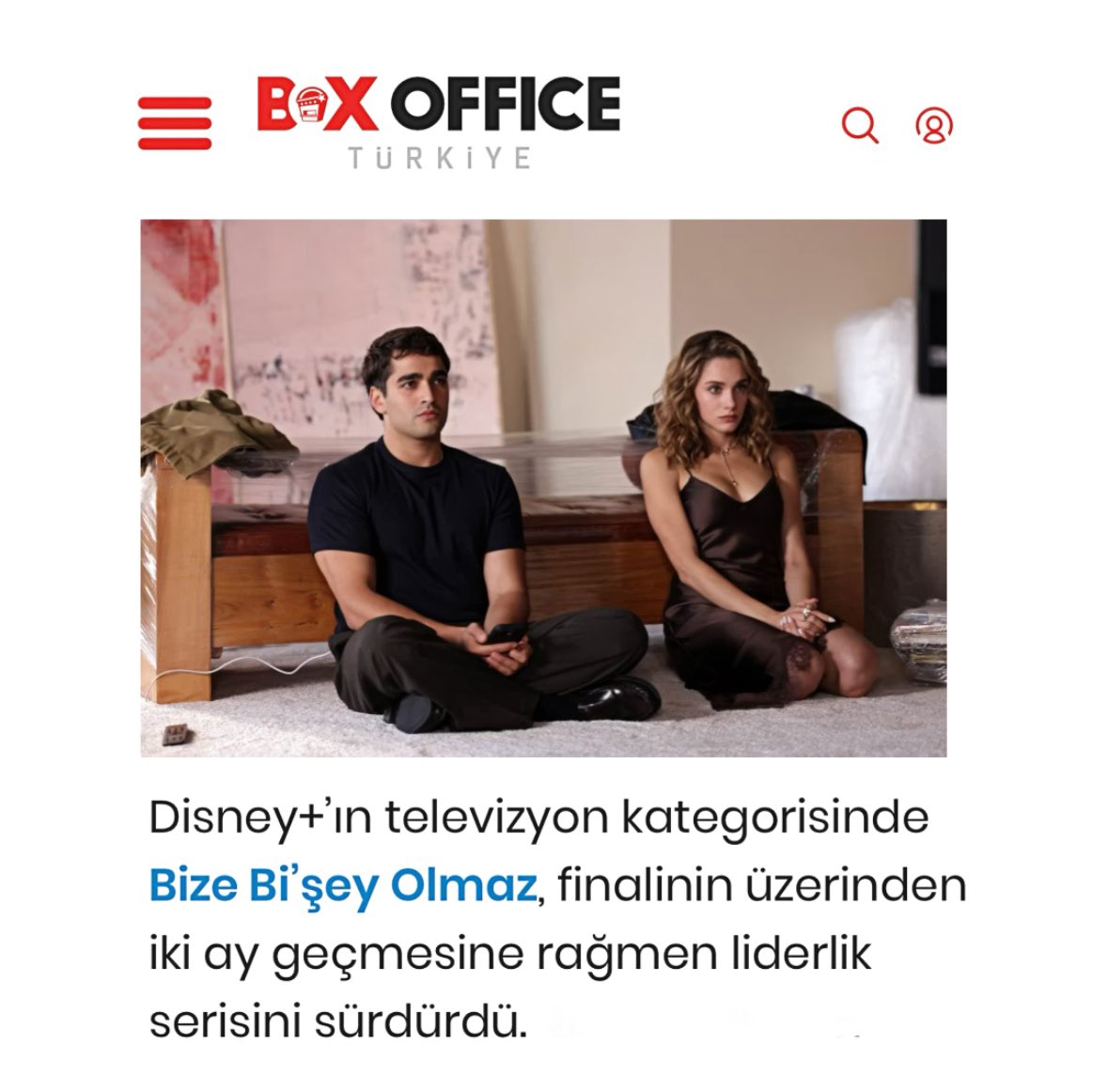 bestofmiray_'s tweet photo. 𝐮𝐩𝐝𝐚𝐭𝐞 || The original series #BizeBişeyOlmaz, starring #MirayDaner and Mert Ramazan Demir, continues its success streak by remaining the Most-Watched series on @DisneyPlusTR even two months after its finale. 🌟

(29 June – 5 July 2026 | @boxofficeturkey) https://t.co/Ak2FDZgTVR