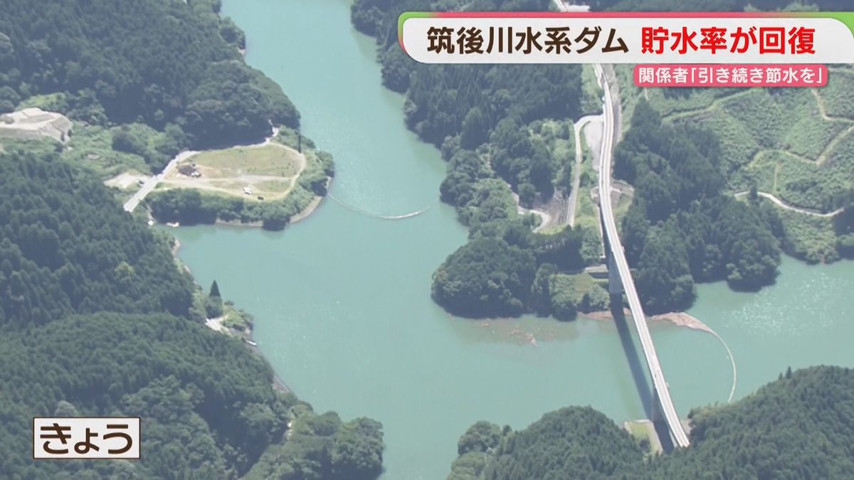 FBS_NEWS5's tweet photo. 筑後川水系ダム貯水率　大きく回復　水の使用量が増える夏「引き続き節水を」
#FBSニュース #福岡 

👇👇ニュースはこちら👇👇 https://t.co/XxrgPkAIFF https://t.co/map6dNbqhx