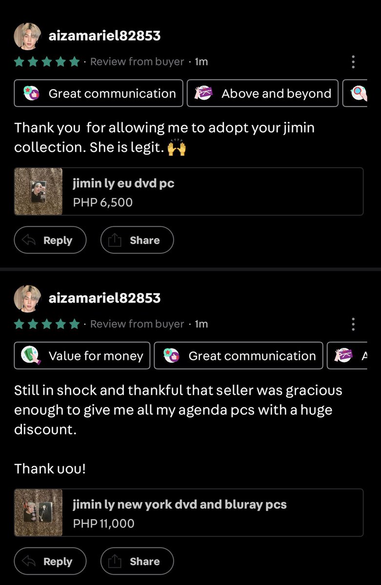 1013cart's tweet photo. #1013proofs from carousell! 🤍 https://t.co/2VofGwQgvM