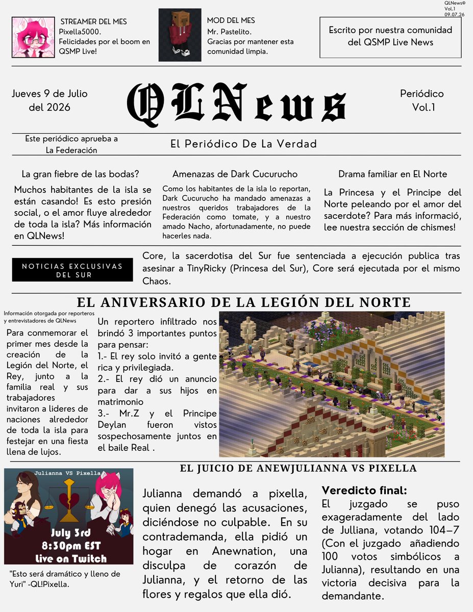 QSMPLiveNews's tweet photo. QLNews 1er Volumen. https://t.co/vbxzB91brD