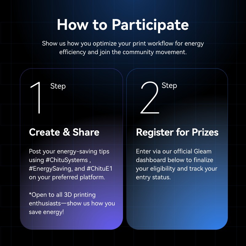 ChiTuSystems's tweet photo. 🎁 #EnergySaving Challenge Giveaway！ Share your tips. Win big.

Show the community how you save energy while 3D printing for a chance to win exclusive prizes.

📅 Jul 10–Aug 10

Enter now 👇
https://t.co/Y5BevMJxFy

#ChituSystems #EnergySavingChallenge #3DPrinting https://t.co/qukzi7R7eu