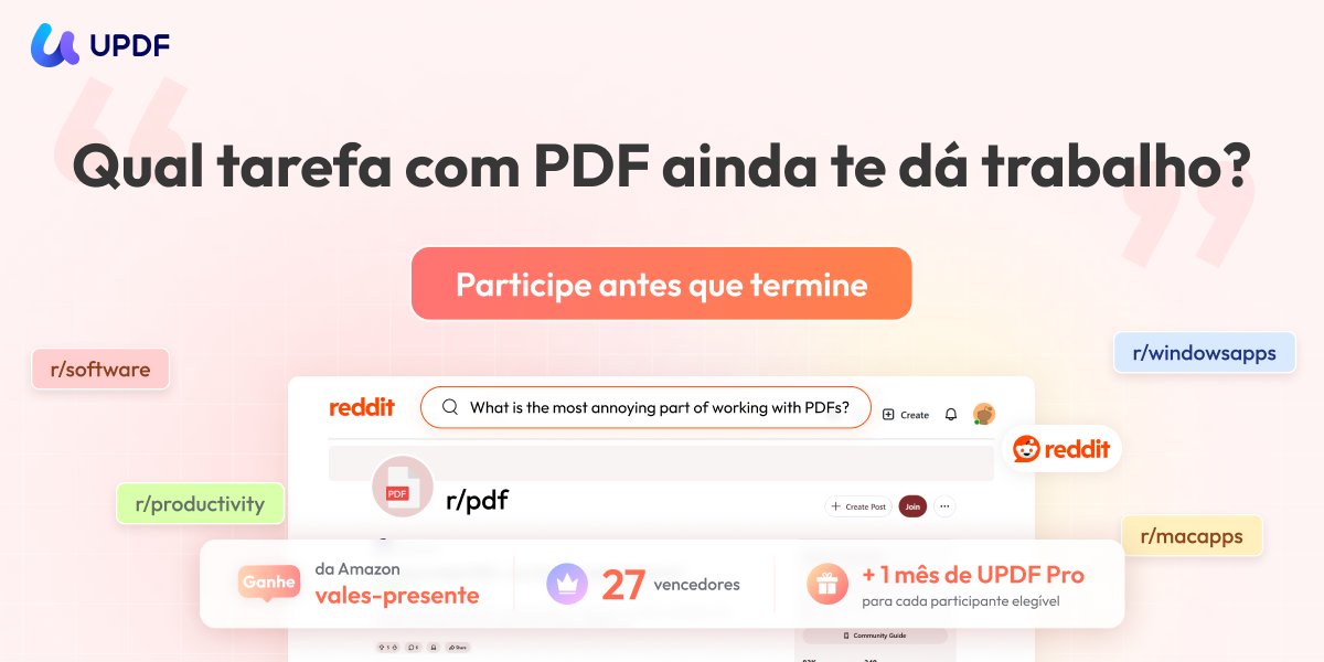UPDF_Portugues's tweet photo. Qual tarefa com PDFs você mais detesta? 🤔
Conte para a gente e concorra a um dos 27 vales-presente da Amazon.
Participantes elegíveis também recebem 1 mês de UPDF Pro. Participe:https://t.co/5ea1eS7uJF
#UPDF #PDF #Produtividade https://t.co/PZMUxILul3