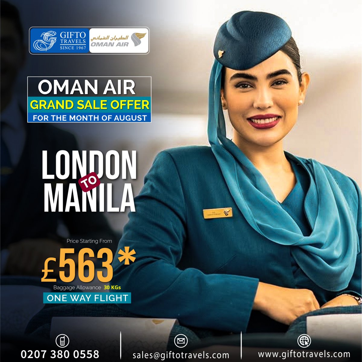 GiftoTravelsUK's tweet photo. ⏳ Hurry Up! Oman Air Grand Sale Offer Ending Soon! ✈️ Fly from London to Manila & Save Big 🔥 Limited Seats Available – Book Now!
#ManilaCity #ExploreManila #TravelDeals2026 #omanair #bestariline #ticketsforsale #cheaptickets #AdventureAwaits #adventurelover #booknow #callnow https://t.co/4PGhMcIe3z