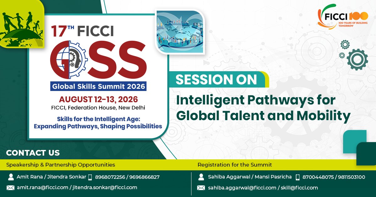 ficciskill's tweet photo. Intelligent Pathways for Global Talent and Mobility

Join experts at the 17th FICCI Global Skills Summit 2026 to explore industry-led collaborations, international standards, and future-ready skilling for global opportunities.
📍 New Delhi | 📅 12–13 Aug 2026
#GSS2026 #FICCI https://t.co/WDgTB3aPVk
