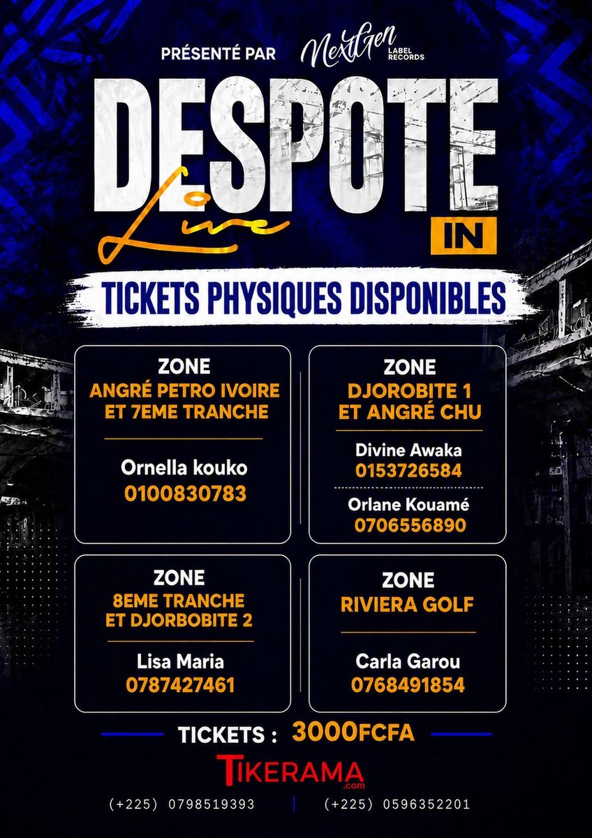 Nxtgenlabel's tweet photo. 🚨: BILLETTERIE OUVERTE
📅:05 Août 2026
📍:FELAH
🎫:TICKETS: 3000 F| JJ: 5000 F
Premier showcase du Despote, ne rate pas ça!
#rapivoire #rap #nextgenlabelrecords #showcase

https://t.co/dhhX43dlz0 https://t.co/eGuBvfkWOx