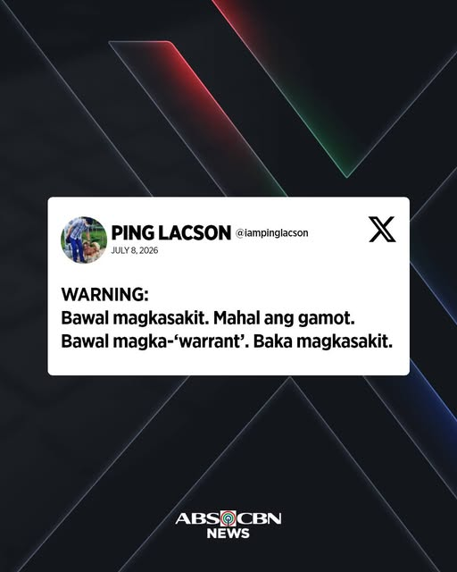ABSCBNNews's tweet photo. May tila pasaring si Senador Panfilo Lacson sa mga nagpapakita aniya ng biglaang karamdaman tuwing nahaharap sa pag-aresto. https://t.co/rZ92SSnqUJ