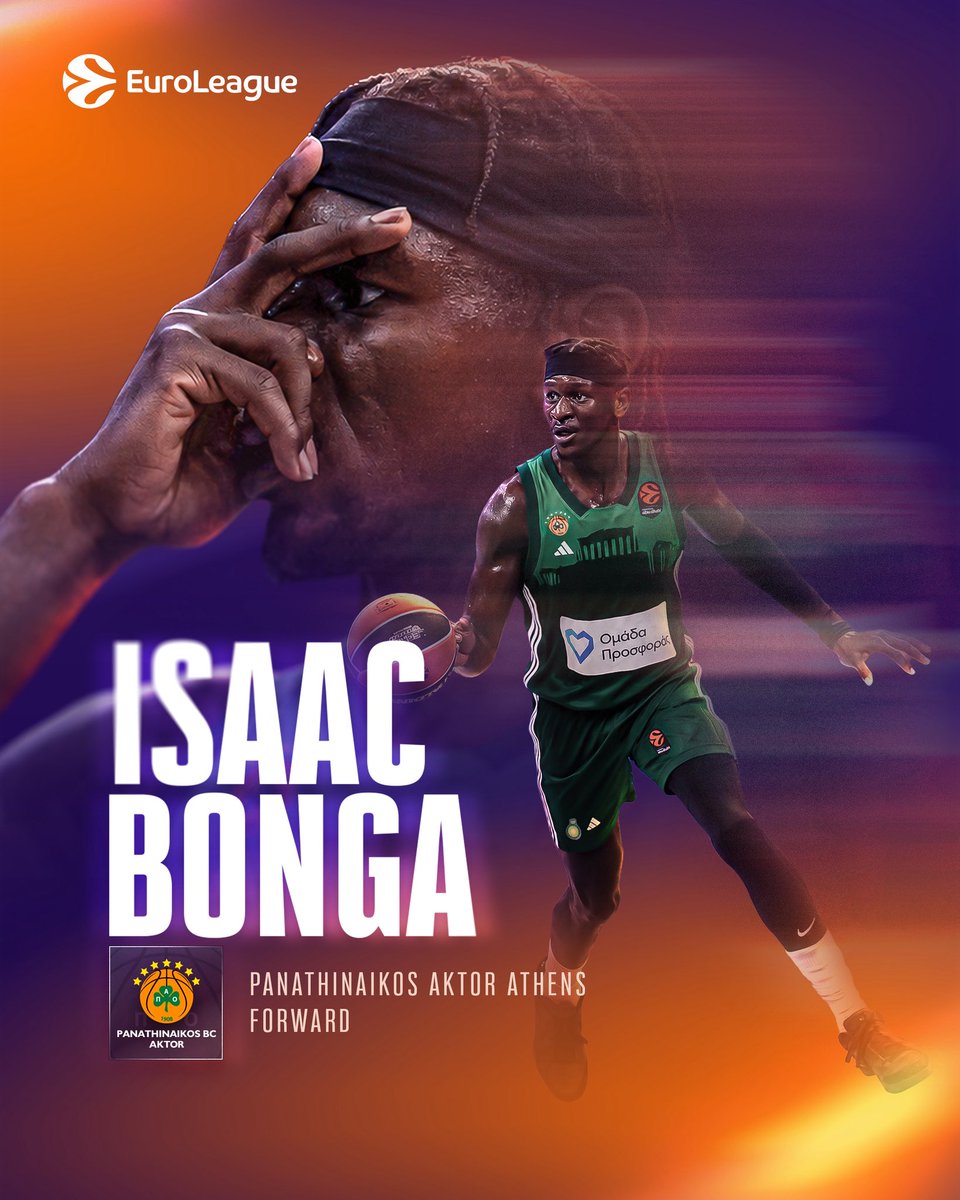 EuroLeague's tweet photo. Isaac Bonga signs with @Paobcgr 📝 

The world champ is reuniting with former coach Željko Obradović in Athens 🤝 

Excited by this move Greens? https://t.co/gskDLY5Qg3