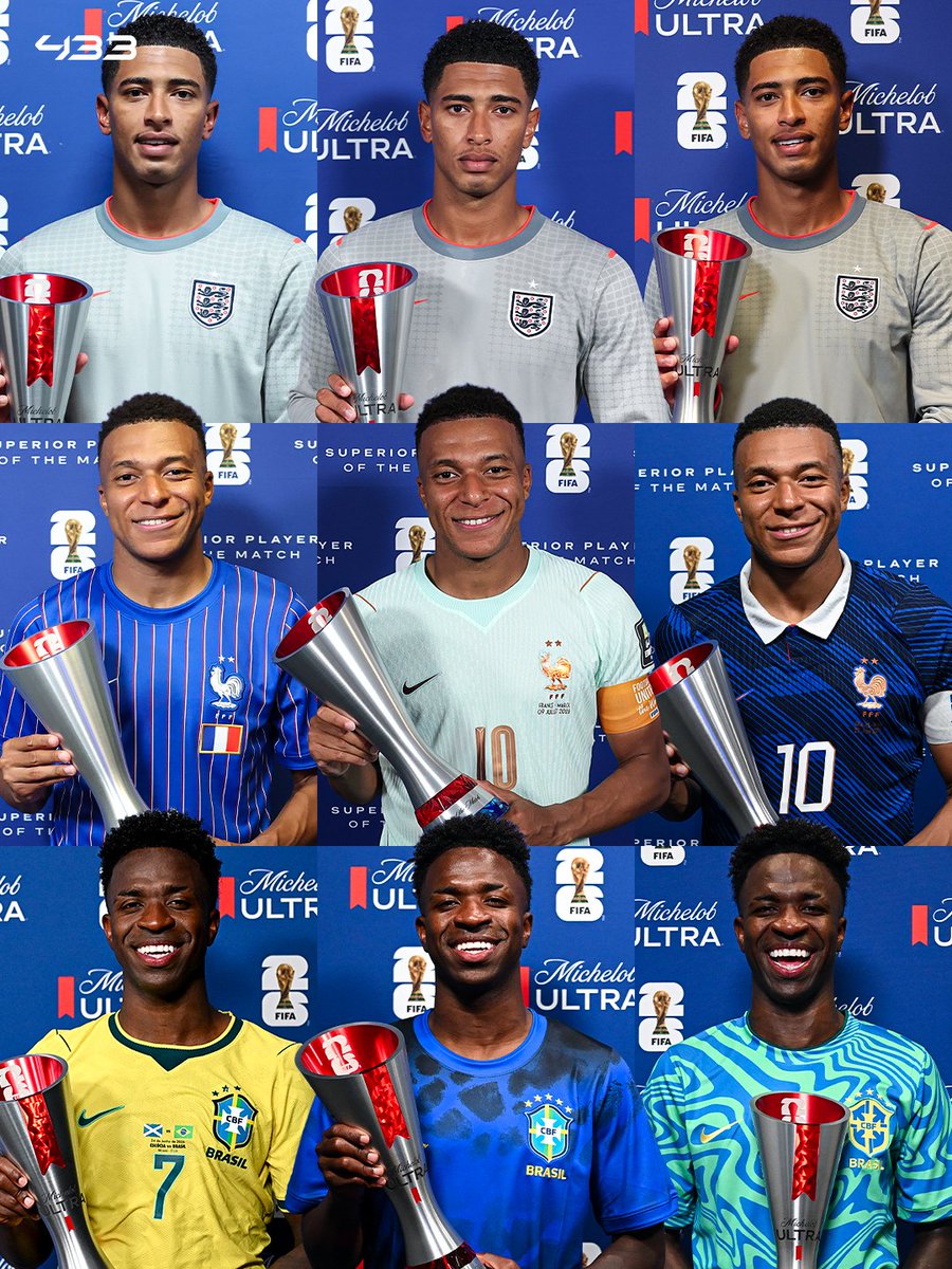 433's tweet photo. 𝐌𝐀𝐃𝐑𝐈𝐃 𝐒𝐓𝐀𝐑 𝐏𝐎𝐖𝐄𝐑 ⭐️

Bellingham. Mbappé. Viní Jr.

Real Madrid’s superstars have been shining 𝑩𝑹𝑰𝑮𝑯𝑻 at the World Cup ✨

The Bernabéu is home to some serious star power 😮‍💨 https://t.co/z6eU8EgJHO