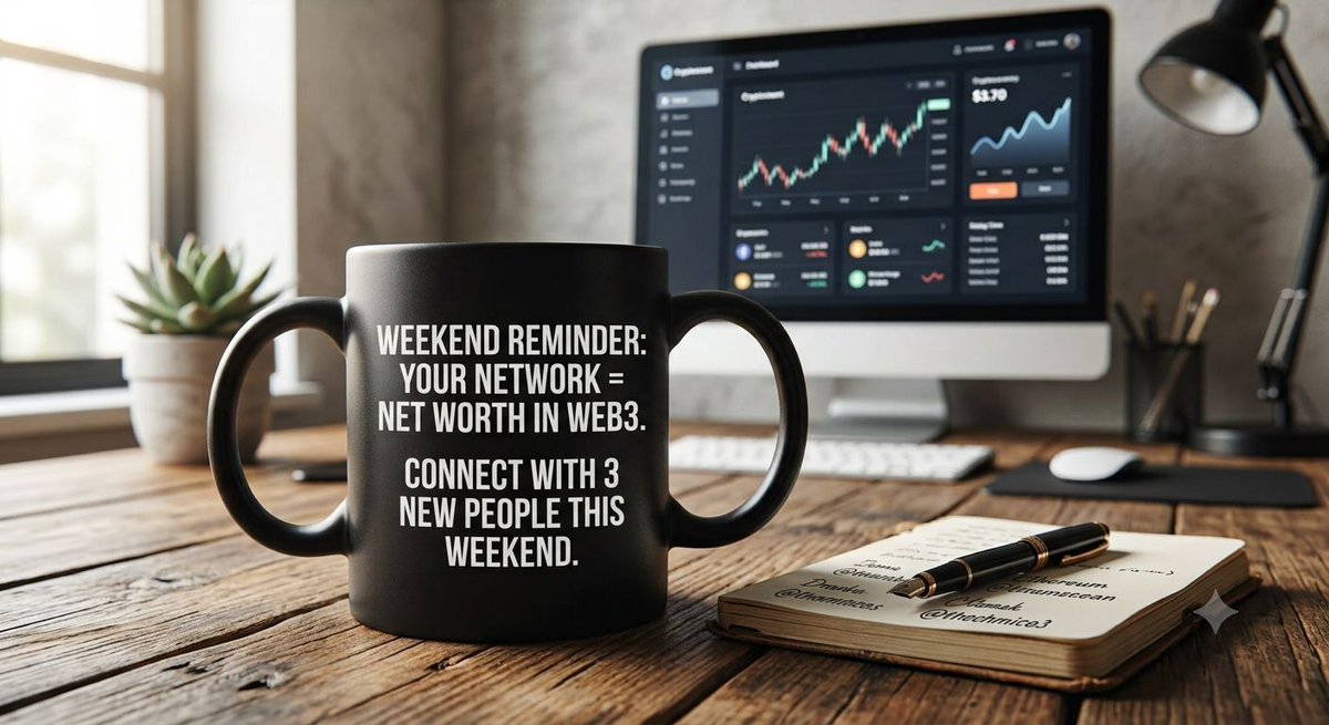 Vee09C's tweet photo. "Weekend reminder: Your network = net worth in Web3.
Connect with 3 new people this weekend." https://t.co/kyxrUE78Q9