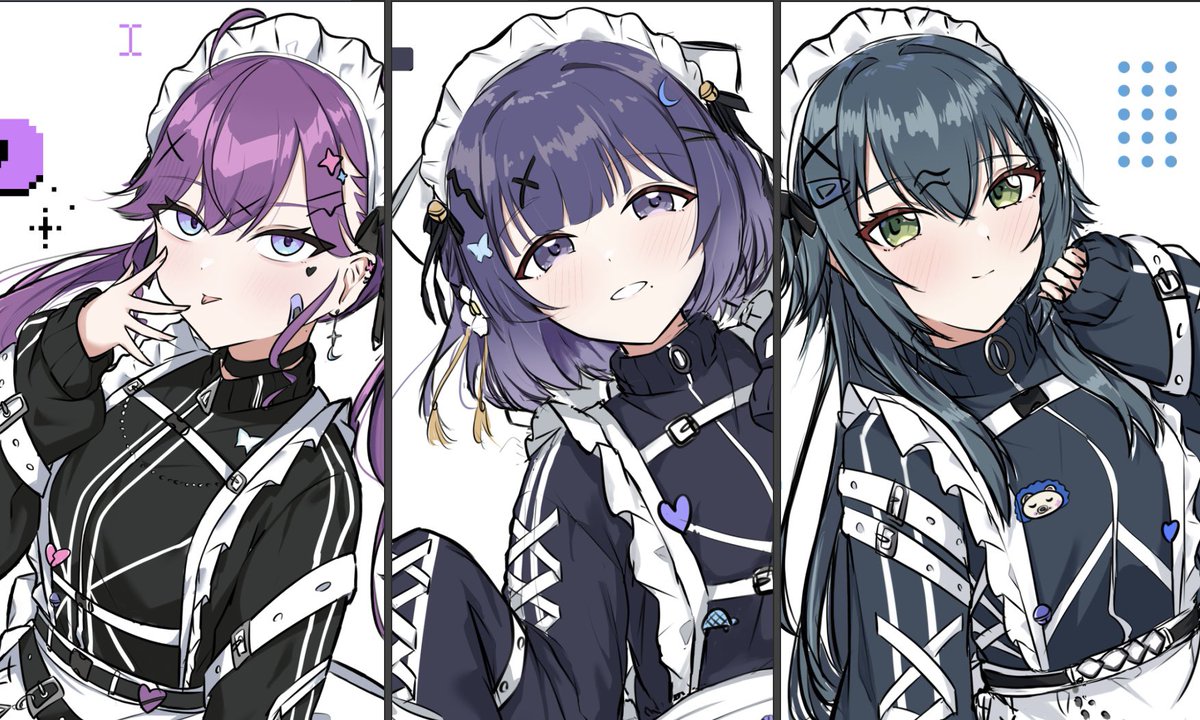 Dango_Ngosan's tweet photo. サブ垢で投げてたジャージメイド3人のwip！！！！！！！！！
それぞれ出来上がったら単体でイラストあげるので完成楽しみにしててくだしあ… https://t.co/TUNoluZpNN