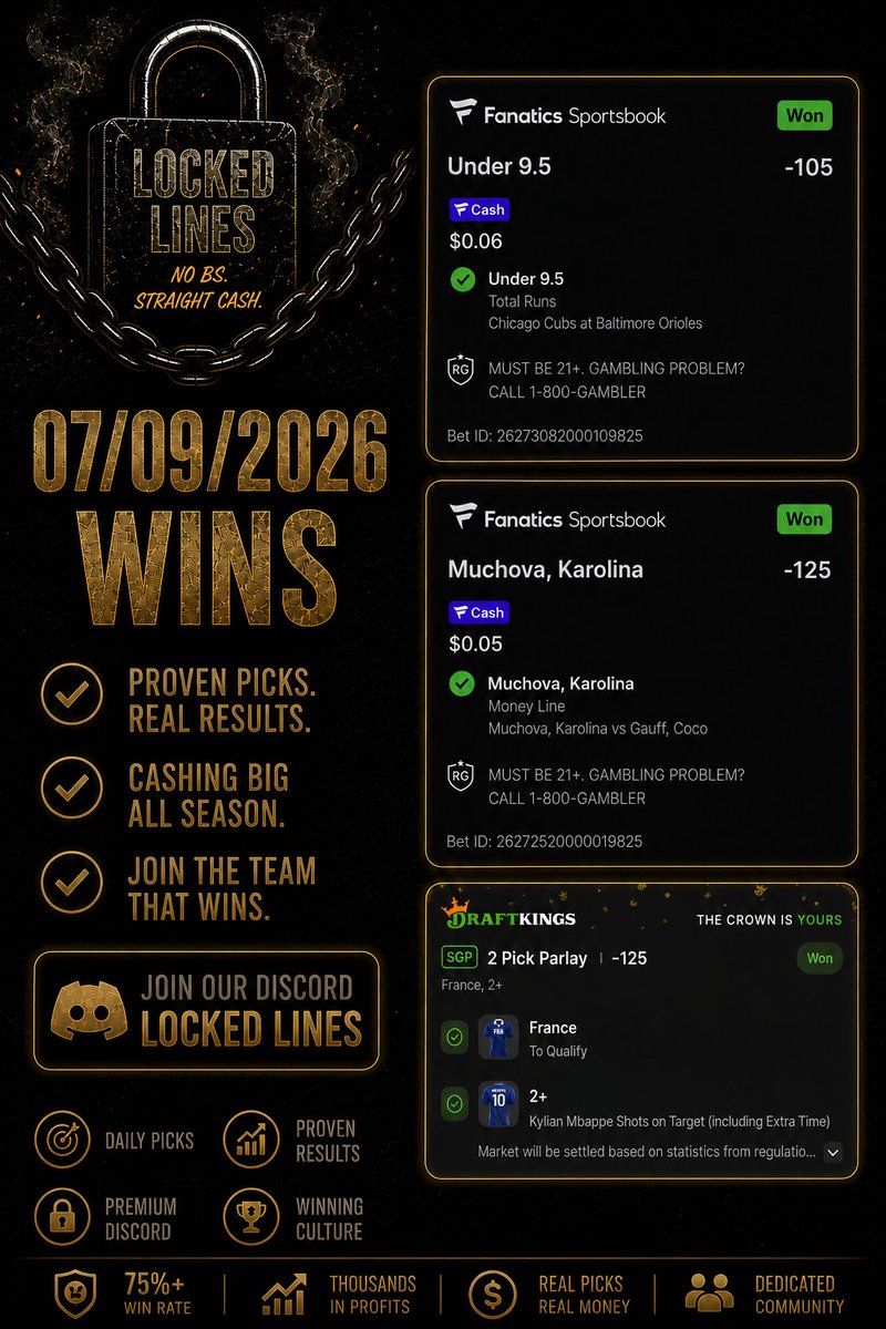 LockedLines_'s tweet photo. 🏆Premium Is Printing Cash Every Day🤑

Join Discord For Free Plays, Link In Bio! https://t.co/XUltAe8IVJ