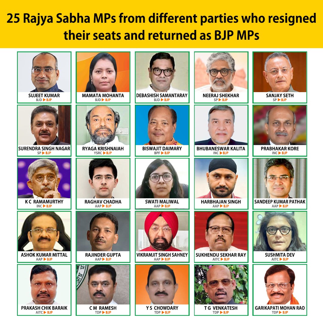 NilanjanDasAITC's tweet photo. Hello loyal karyakartas of @BJP4India, your party has made 25 traitor Rajya Sabha MPs from other parties BJP MPs. Bhalo lagchhe toh? Killing democracy https://t.co/DkEzm7BMdW