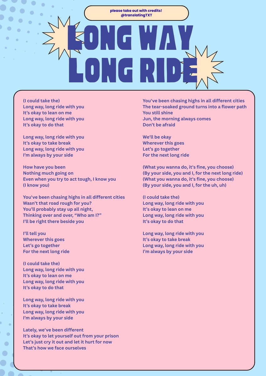 translatingTXT's tweet photo. #NOLABELS_PART02: Long Way Long Ride - Lyrics (English Translation) https://t.co/YuovsOJIgZ
