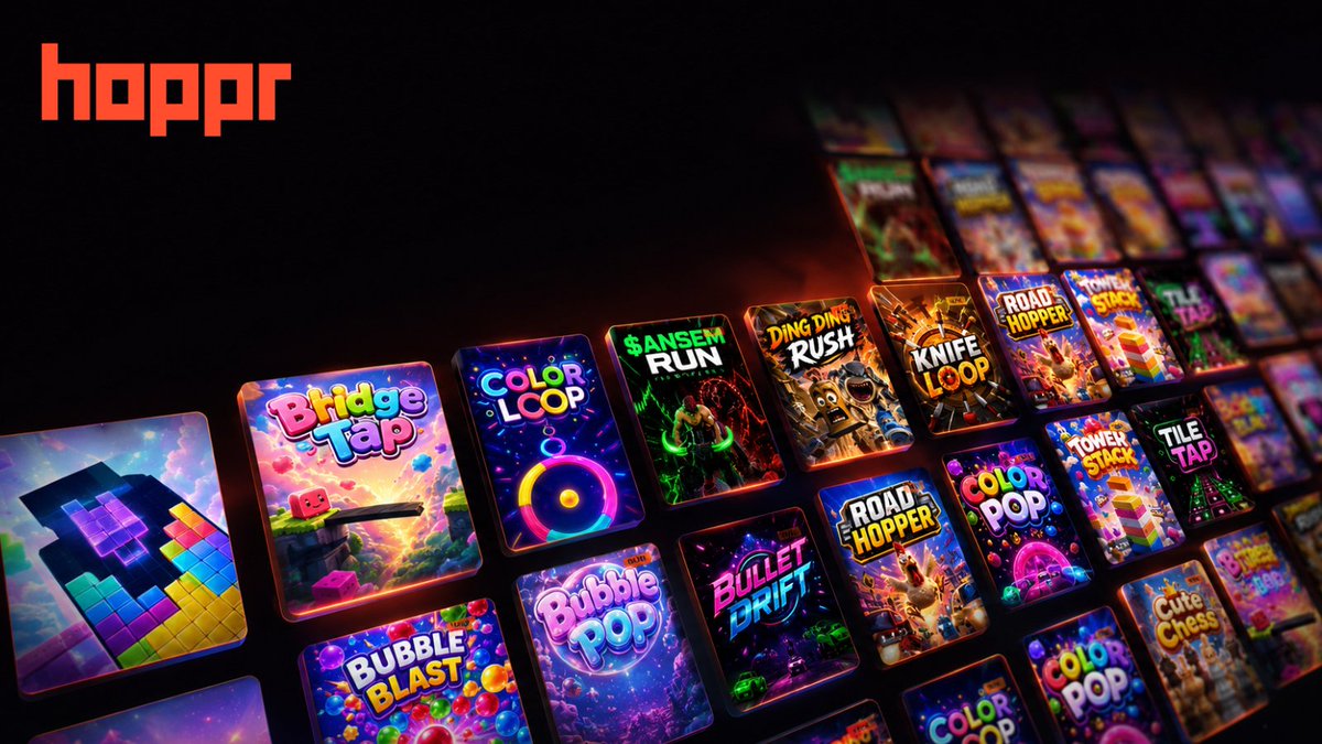 HopprStudio's tweet photo. one feed. no downloads

over 150,000 plays and 3,200 daily players in under 3 weeks

bridge tap, knife loop, block fit, solana:9cRCn9rGT8V2imeM2BaKs13yhMEais3ruM3rPvTGpump RUN, ding ding rush and more

all live, all instant, all on hoppr

next up: exploring @SpaceXAI and Grok for our ai game pipeline so anyone can build for the feed

tap in. play now