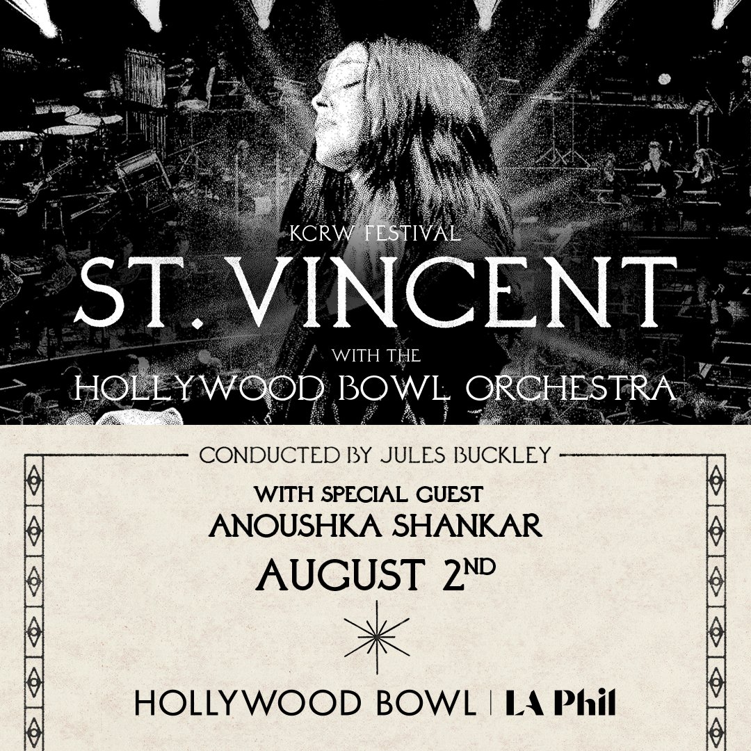 TheSoCalSound's tweet photo. 🧡 St. Vincent performs with The Hollywood Bowl Orchestra at Hollywood Bowl with special guest Anoushka Shankar on August 16! Tickets on sale now at https://t.co/OBkLgLYs7c

#giveaway #thesocalsound #livemusic #concerts  #stvincent https://t.co/ZS8RbPY45v