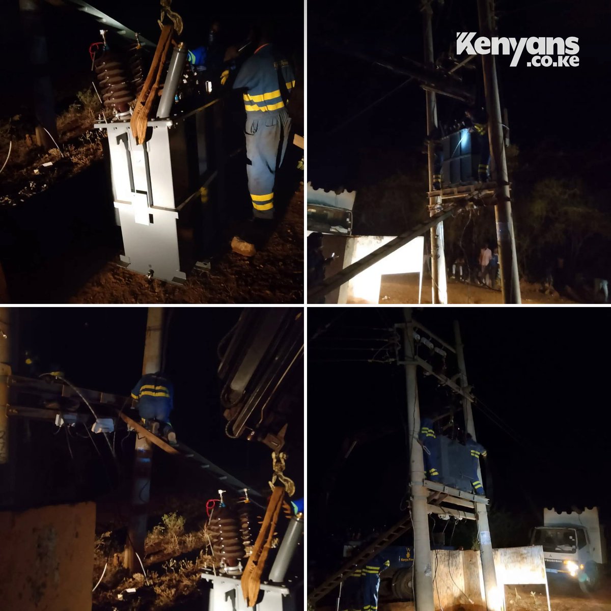 Kenyans's tweet photo. Kenya Power installs a new transformer at Njarange, Mbeere North https://t.co/j5RySoorL6