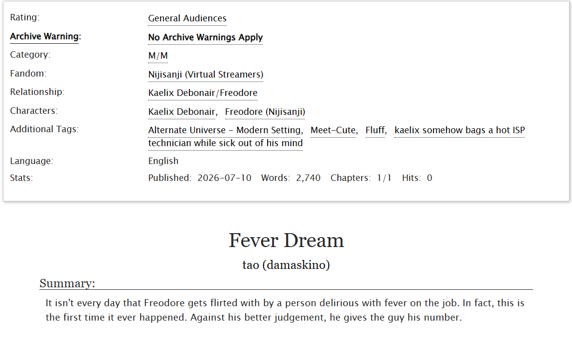 tao_rkgk's tweet photo. "Fever Dream" - 2k w #kaefuri #カエフリー fluff

💿 gives his number to the feverishly sick stranger who begged him for it on the job https://t.co/DoyIZRhm1r