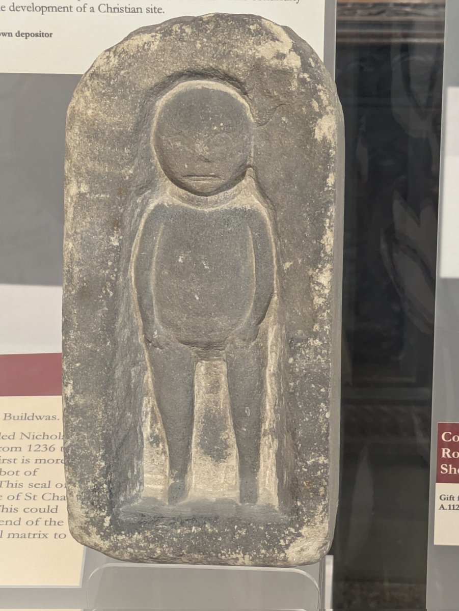 BooksTeaFilms's tweet photo. This figure was found at the site of Wenlock Priory - but apparently could be Romano-British. It is interesting to think about since the original foundation was late seventh century - the figure however remains phlegmatic! In Much Wenlock museum 
#FindsFriday https://t.co/EfjF6TsKgY
