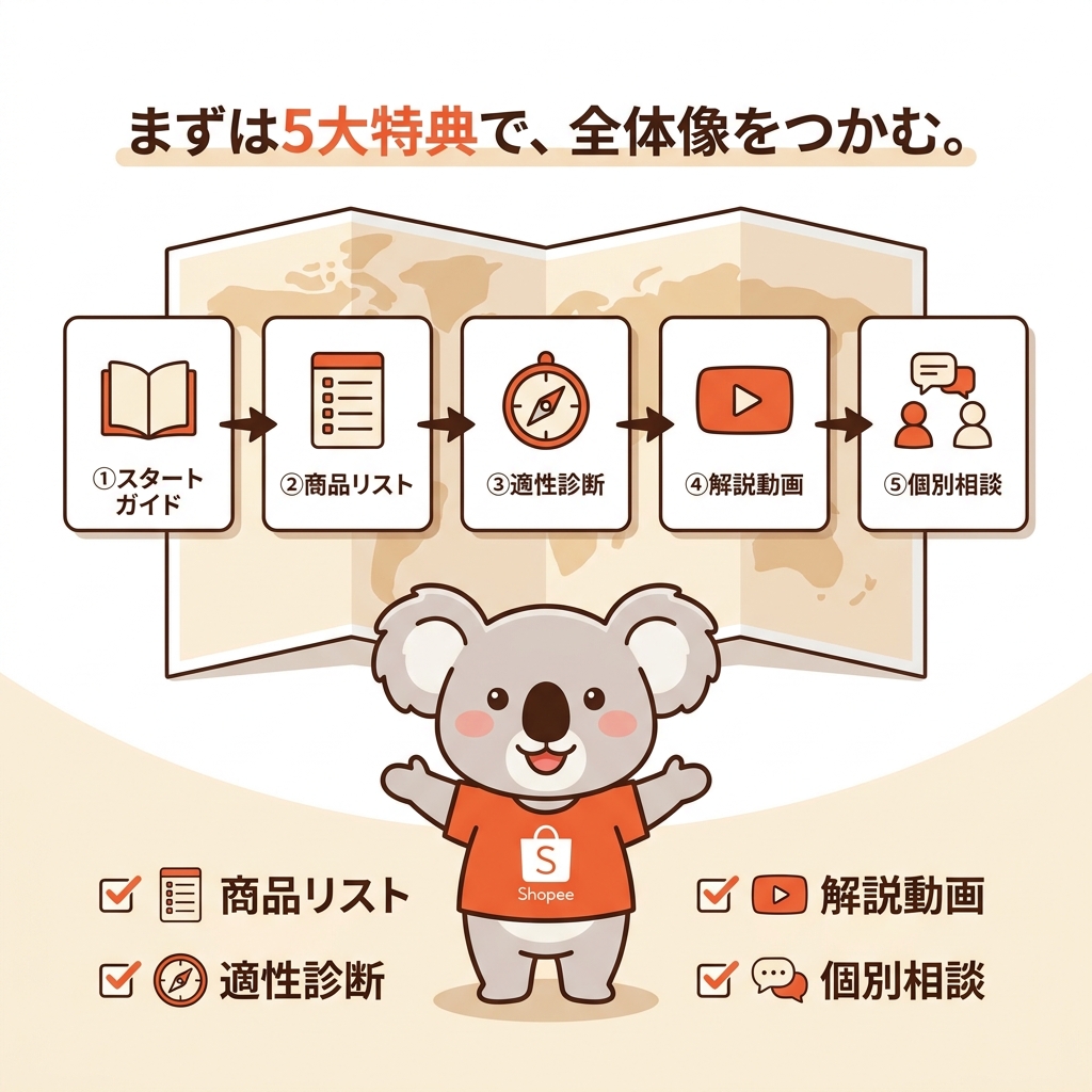 ZerooneJapan100's tweet photo. おつコアラ🐨

Shopee無在庫物販に興味はあるけど、
いきなり始めるのは不安。
そう感じる人は多いです。

普通は、
もっと情報を集めてから考えようとします。

でも僕は、
まず全体像をつかむことが大事やと思っています。
そこで、
LINE登録者向けに5大特典を用意しています。

内容は、
・高利益商品リスト
・Shopee物販適性診断
・初心者向け解説動画
・未来収益シミュレーション
・個別相談

いきなりスクールに入る必要はありません。
まずは、
Shopee無在庫物販が自分に合うか。
どこから始めるのが良いか。

そこを確認してほしいです。

5大特典はプロフィールリンクから受け取れます。
あなたが今いちばん知りたいのは、
商品選定、始め方、利益計算のどれですか？