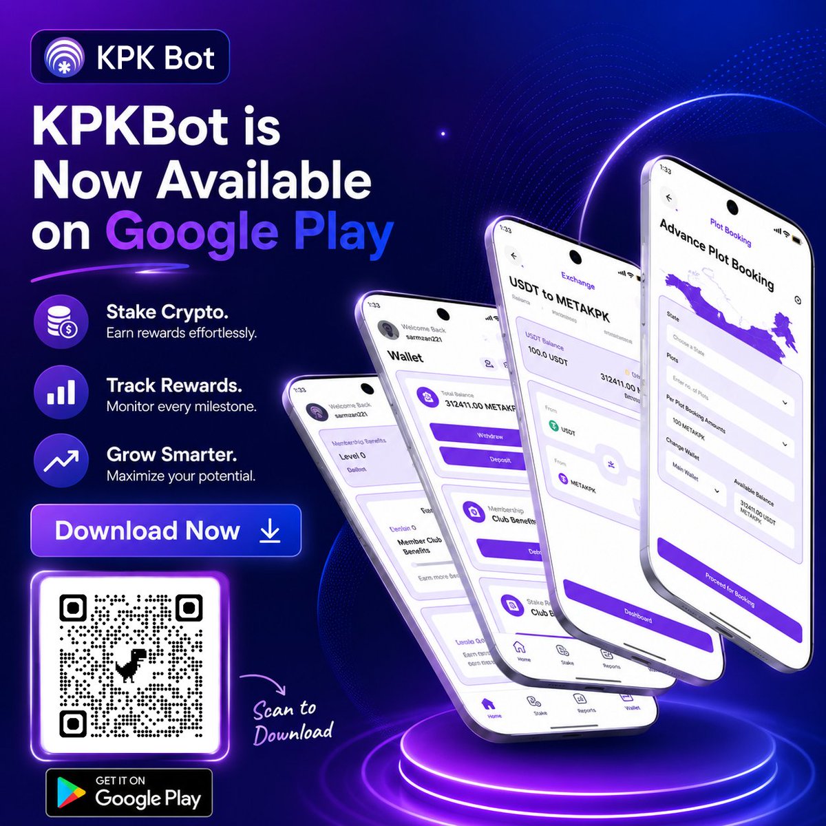 MetaBot_Apps's tweet photo. KPK Bot is now available on Google Play!
Take your crypto journey to the next level with one powerful app.
π² Scan the QR code or download today. https://t.co/LMJk0okOWz
#KPKBot #GooglePlay #Crypto #Web3 #Blockchain #StakeCrypto #CryptoRewards #MetaBot #BotChain https://t.co/pl5Tm7X3Kp