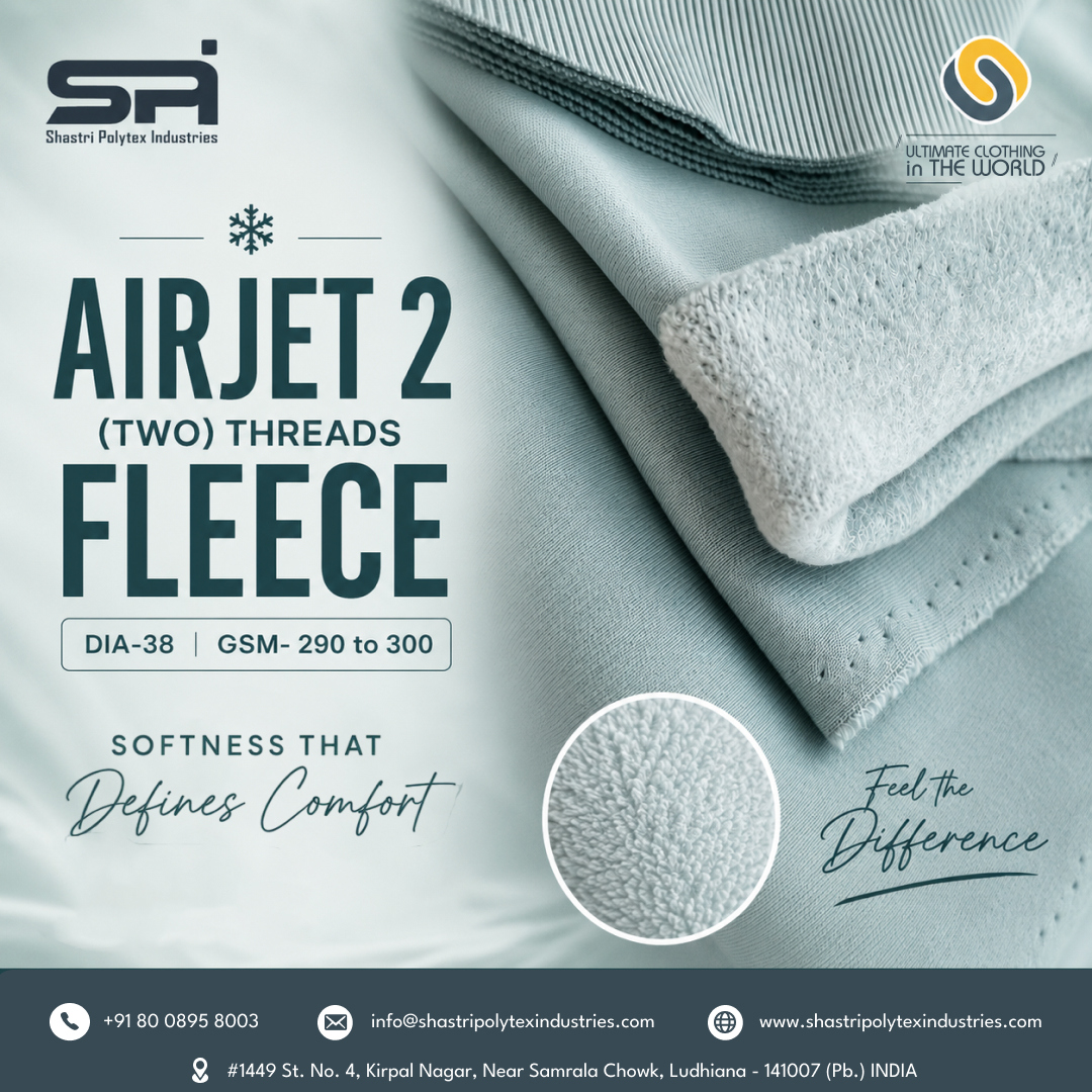 ShastriPolytex's tweet photo. Our Air Jet Two Thread Fleece Fabric is crafted to deliver exceptional softness, durability, and consistent quality for premium apparel.
Comfort Engineered to Perform.
#ShastriPolytexIndustries #TwoThreadFleeceFabric #FleeceFabric #SportsFabric #LowerFabric #TShirtFabric #Explore https://t.co/aqeB4H8N8e