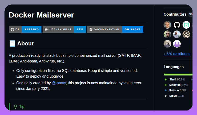 tom_doerr's tweet photo. Simple fullstack containerized mail server with SMTP, IMAP, and antispam support

https://t.co/GiptD6LGJv https://t.co/OGB75xhFE9