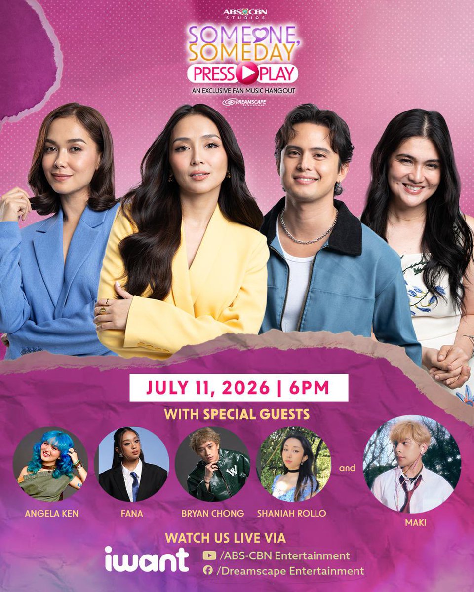 DreamscapePH's tweet photo. POV: You're about to hear the songs behind your next obsession. 🎧💜

Press play with Kathryn Bernardo, James Reid, Maja Salvador, and Dimples Romana at Someone Someday Press Play: An Exclusive Fan Music Hangout. https://t.co/EGh3cySmQu
