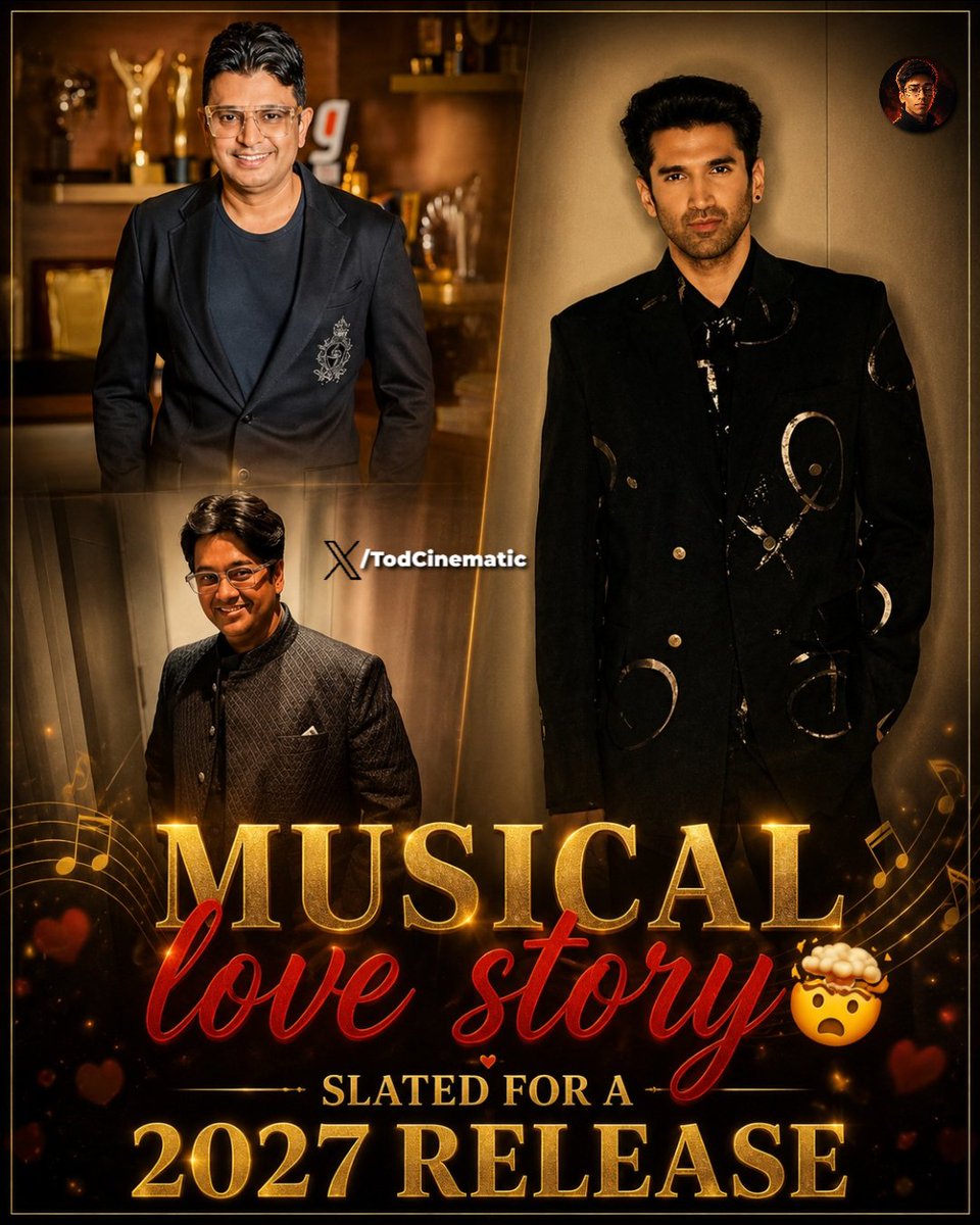 TodCinematic's tweet photo. 🚨:Aashiqui alert

#AdityaRoyKapur's next musical love story is locked with #BhushanKumar and #MilapZaveri 💥

The film will commence shooting in late 2026 and is slated for a 2027 theatrical release 👀

Are you excited ? https://t.co/dXOuF9heW1