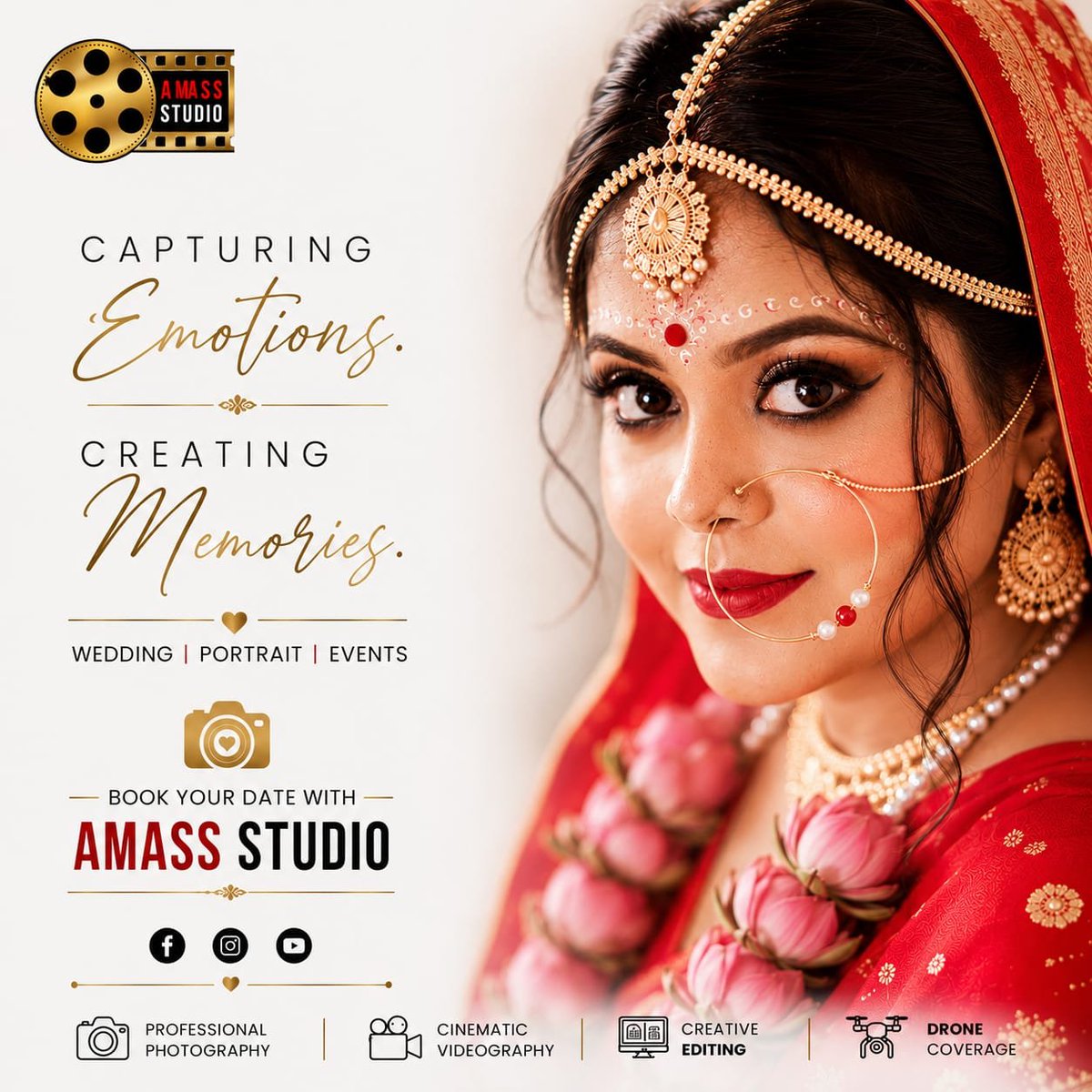 AmassStudio's tweet photo. Every wedding is a story of love, traditions, and unforgettable moments. At Amass Studio, we don't just click pictures we preserve emotions that last a lifetime.
Book your date with Amass Studio today.
#AmassStudio #WeddingPhotography #WeddingVideography #BridePortrait https://t.co/48aq1QBqrz